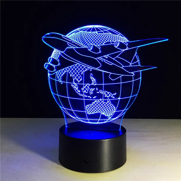 Самолет Fly Earth 3D лампа 7 цветов изменить сенсорный выключатель ночной Светильник ламинария атмосферная лампа в спальне новинка подарок лава лампа
