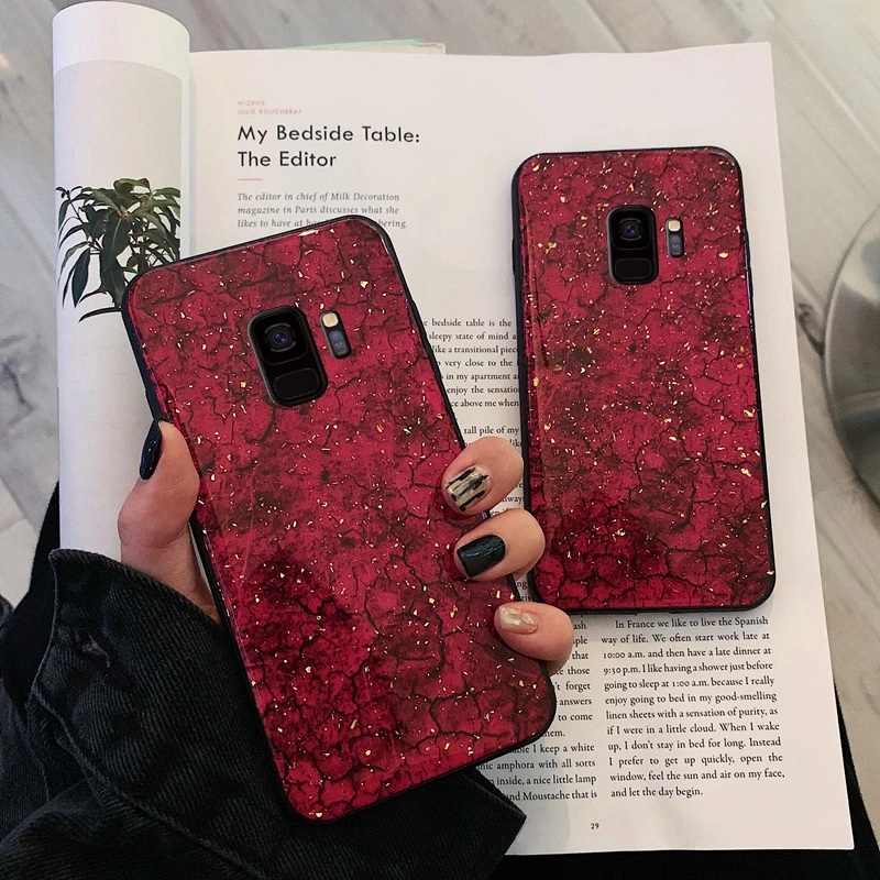 Блестящий чехол из золотой фольги для Samsung S9 S8 Plus мягкий ТПУ телефона Galaxy Note 8 9 S9plus
