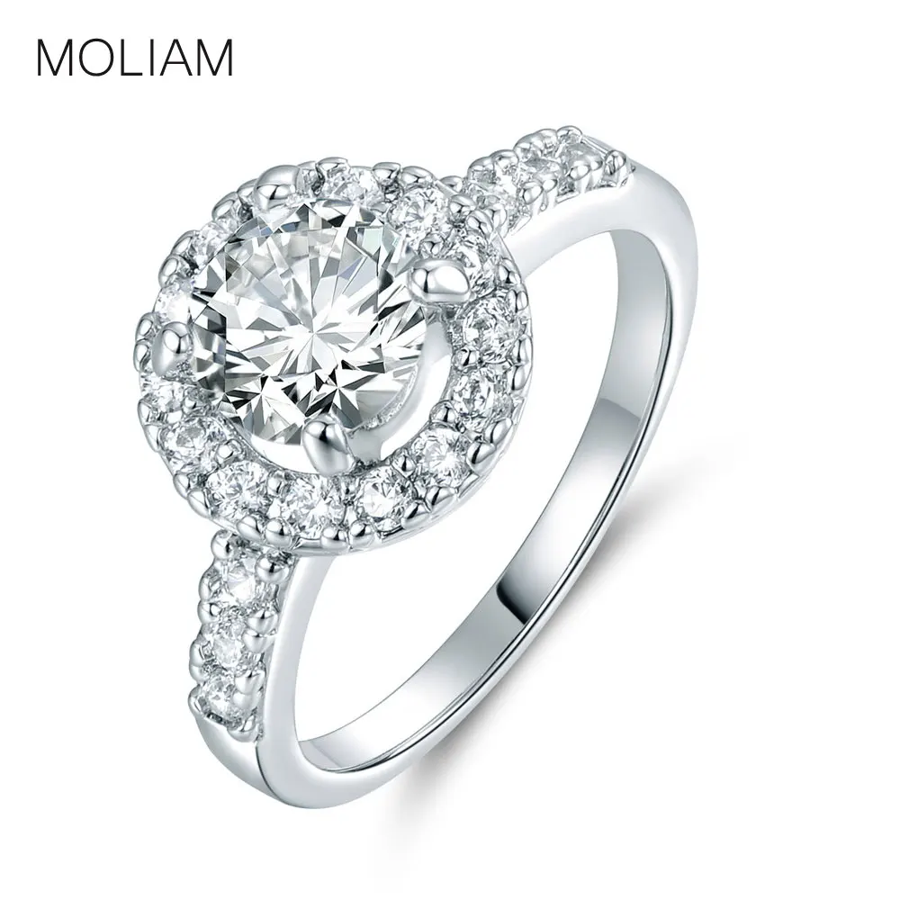 Мода moliam ювелирные изделия блестящие свадебные кольца для женщин серебряный