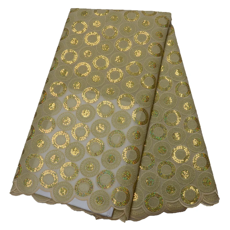Advanced Red Gold Handcut organza lace African sewing fabric with allover sequins shine and high quality 5 yards F1511 | Дом и сад