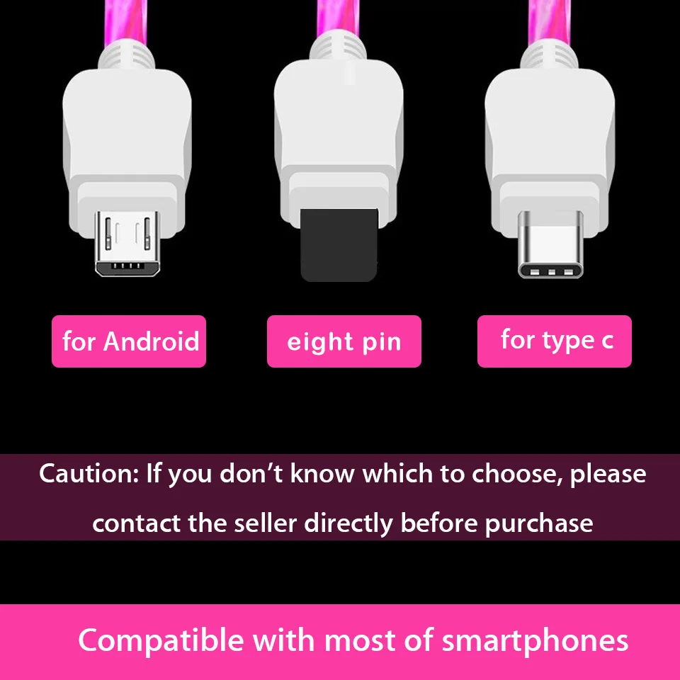 Струящийся светодиодный светящийся Micro Usb type C зарядный кабель usb 1 м для samsung Galaxy S10