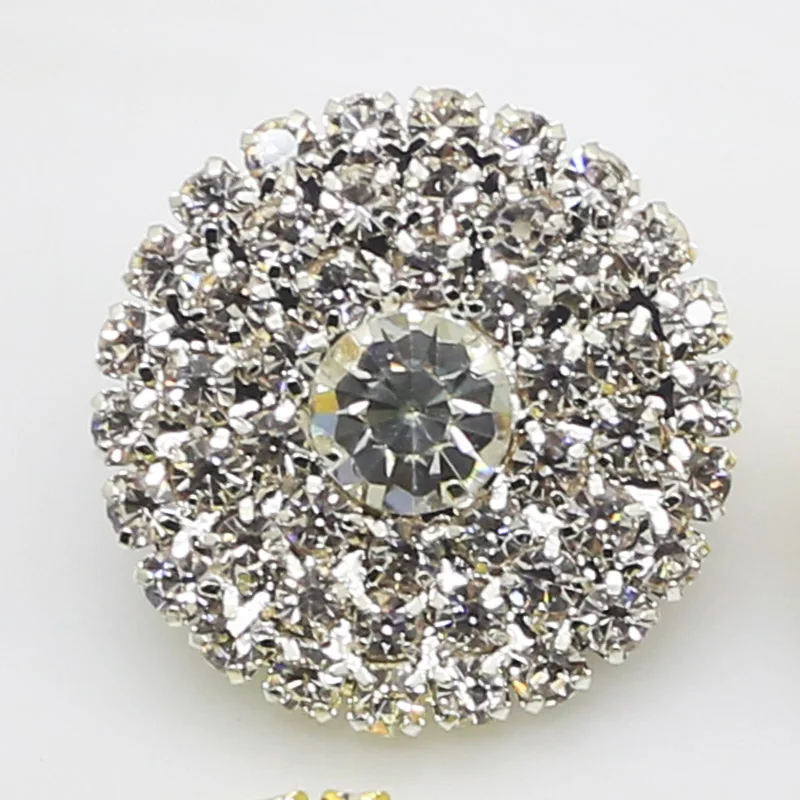 Silver ZMASEY, распродажа, новинка, 5 шт./лот, 25 мм, стразы, пуговицы, хвостовик, украшение, для свадьбы, подходит, лента для волос, поставка, полное приглашение, аксессуары для Diy - Цвет: Silver