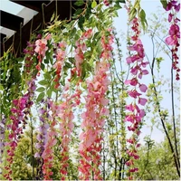 3pcs wedding decoration printing long wisteria vines simulation flower pudding simulation cane plants hanging wholesale