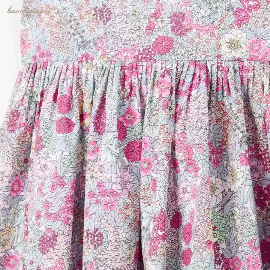 Детские платья для девочек костюм принцессы с цветочным рисунком платье