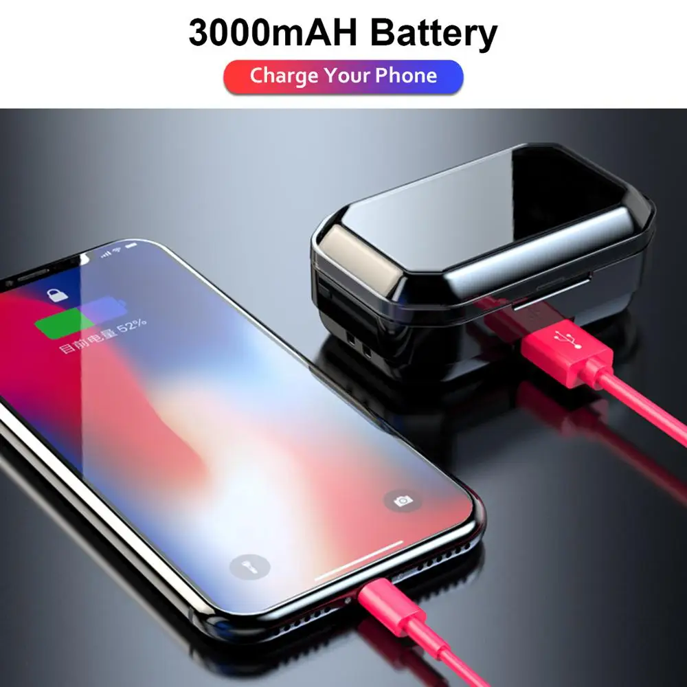 TWS 5,0 Bluetooth 6D стерео наушники беспроводные наушники IPX7 водонепроницаемые наушники 3300 мАч светодиодный умный внешний аккумулятор держатель для телефона