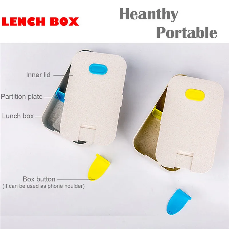 Wheat Straw Heathy Lunch Box Large Portable Compartmentalized Bento | Дом и сад