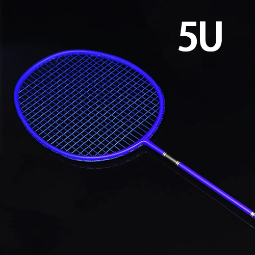 1 Piece Professional 4U 5U Full Carbon Badminton Rackets Offensive Ultralight Training Racket Strings Super Force Raquete Padel - Цвет: 5U Blue
