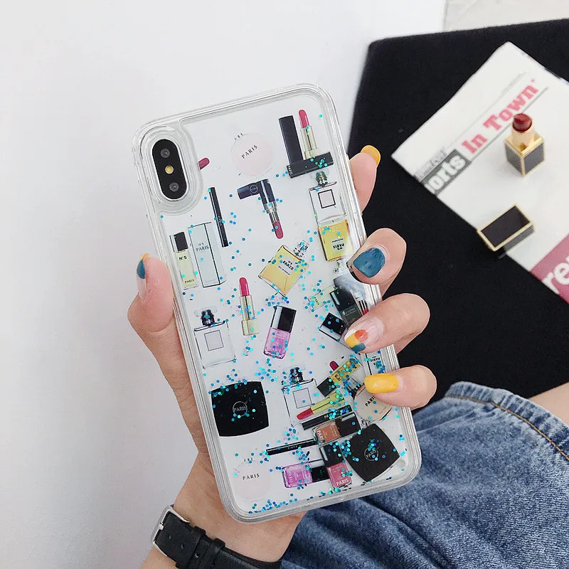 iToncs Luxury Makeup Quicksand Glitter Phone Case for IPhone 6 6s 7 8 Plus X XS XR XSMAX Hard Shell Protection Liquid Cover |