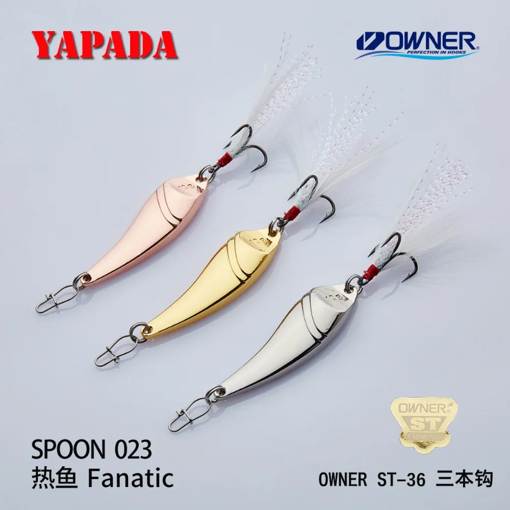 YAPADA ложка 023 Fanatic OWNER тройной крючок 5g-10g-15g 40-48-56mm перо металлическая ложка Многоцветный рыболовные приманки