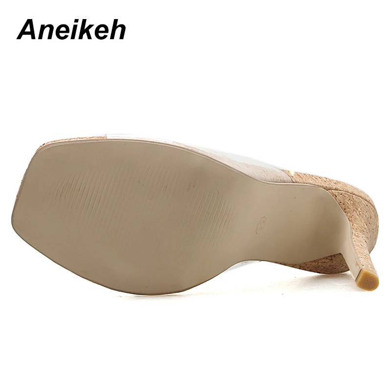 Женские Простые шлепанцы Aneikeh абрикосовые прозрачные Шлепанцы из ПВХ с открытым