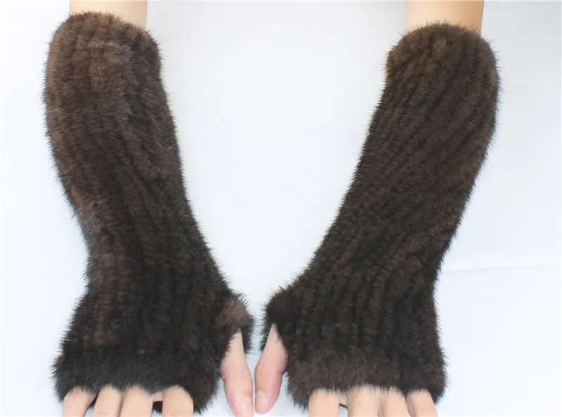 LIYAFUR женские зимние длинные перчатки из натурального меха норки без пальцев
