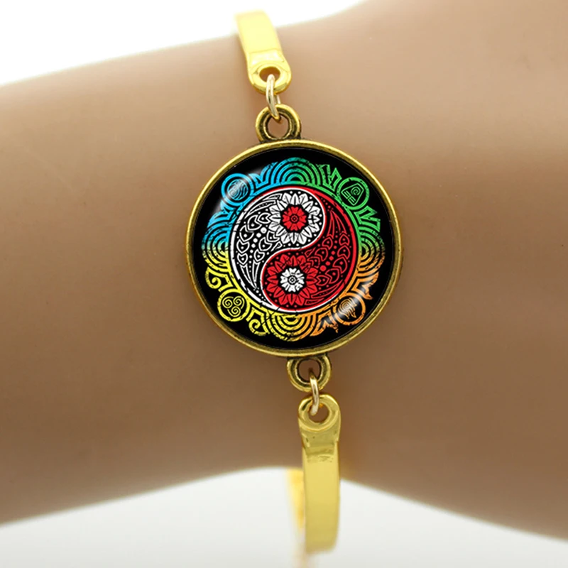 TAFREE Chakra Art Горячая энергия исцеляющий браслет ювелирные изделия Религия Инь Ян Солнце Луна браслет с Туманностью для мужчин и женщин огненный дракон подарок B666