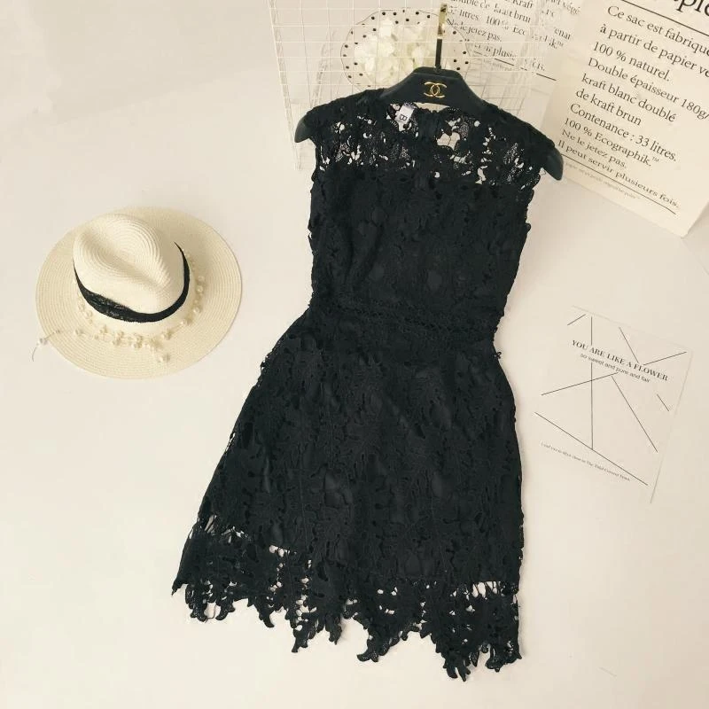 2018 модные Для женщин кружева полые воротник волна узор высокая талия тонкая