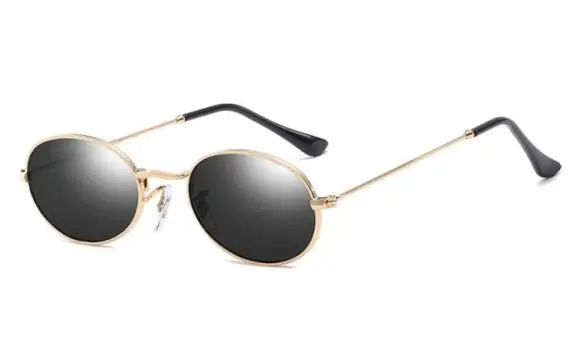 gold with black Peekaboo маленькие овальные солнцезащитные очки маленького размера мужские черные круглые солнцезащитные очки в металлической оправе для женщин зеркальные uv400 - Цвет линз: gold with black
