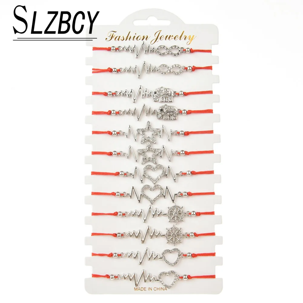 12 шт./партия браслеты с подвесками в виде бесконечного сердца Золотой Серебряный