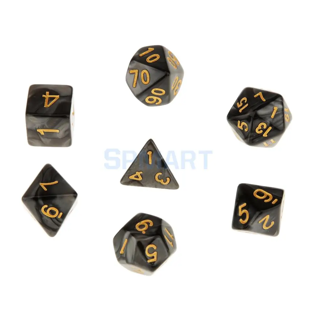 7 комплектов многогранные игральные кости D20 D12 D10 D8 D6 D4 для подземей и драконов DND