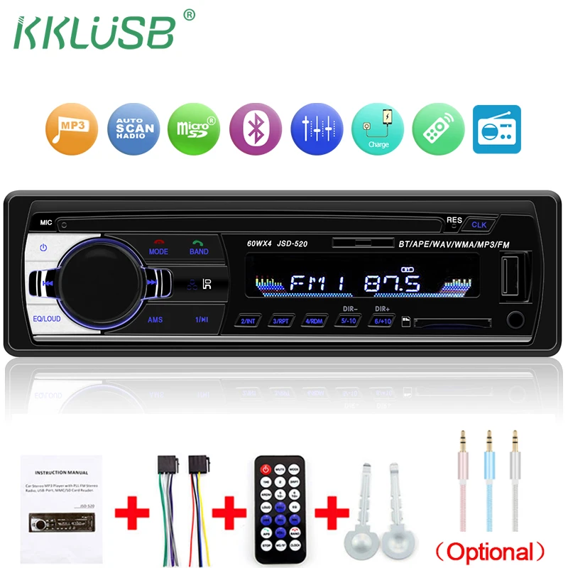 Автомагнитола с Bluetooth V2.0 автомагнитола на 12 В автомобильная стереосистема 1 Din FM Aux