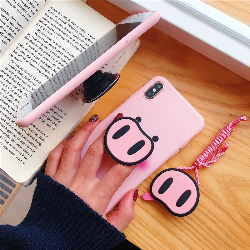 Роскошный 3D Забавный розовый силиконовый чехол с изображением свиньи носа для