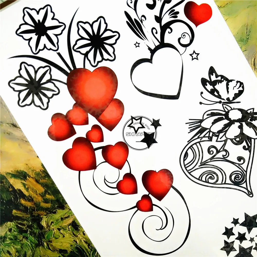 SHNAPIGN временная татуировка с романтическим любовным сердцем боди арт на руку