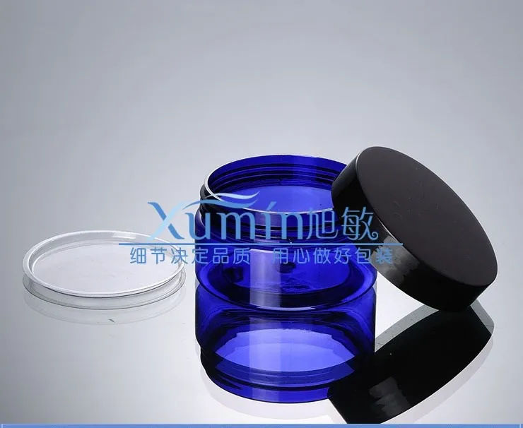 Бесплатная доставка: 100 г синяя ПЭТ бутылка с великолепной черная крышка из