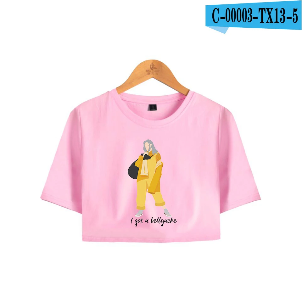 Billie Eilish,, топы, футболки, женские летние шорты, футболка, Женская сексуальная одежда, хит-хоп, повседневная, Harajuku - Цвет: pink