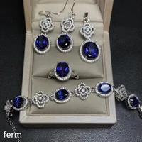 kjjeaxcmy exquisite jewelry 925 pure silver inlaid natural tanzania blue toppel jewelry pendant pendant earrings bracelet 5 sets