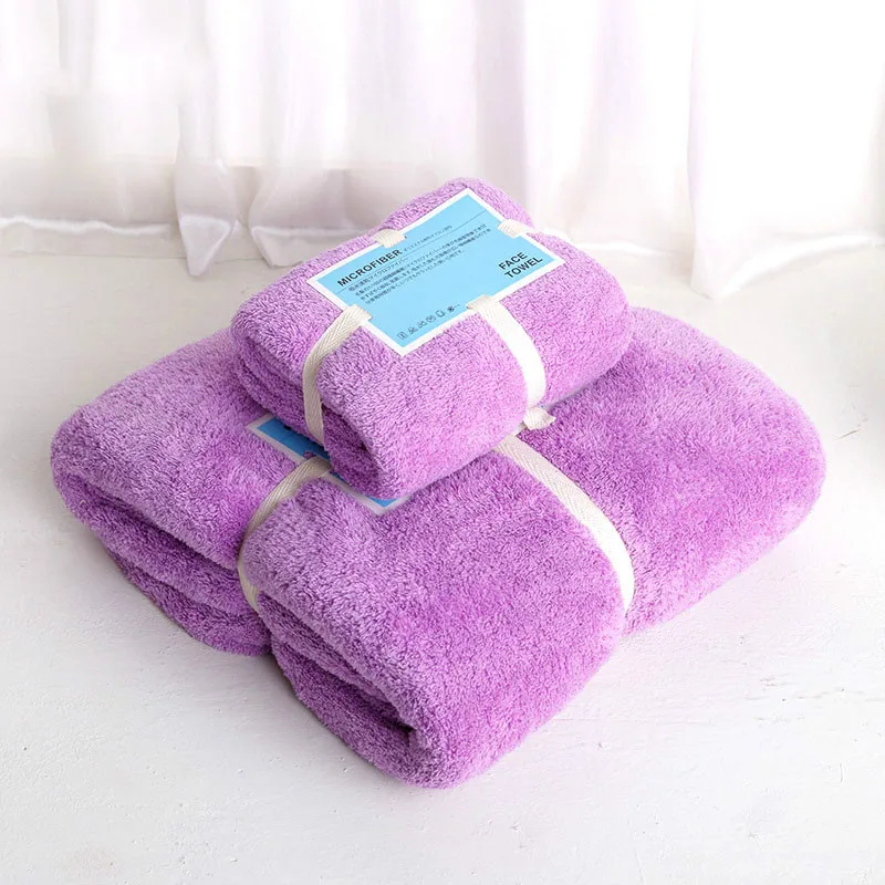 dark purple Микрофибра Полотенца набор 2 шт./компл. плюшевое полотенце для ванной суперабсорбирующих полотенца для рук Полотенца бренд быстросохнущая Полотенца s ванная комната для взрослых - Цвет: dark purple