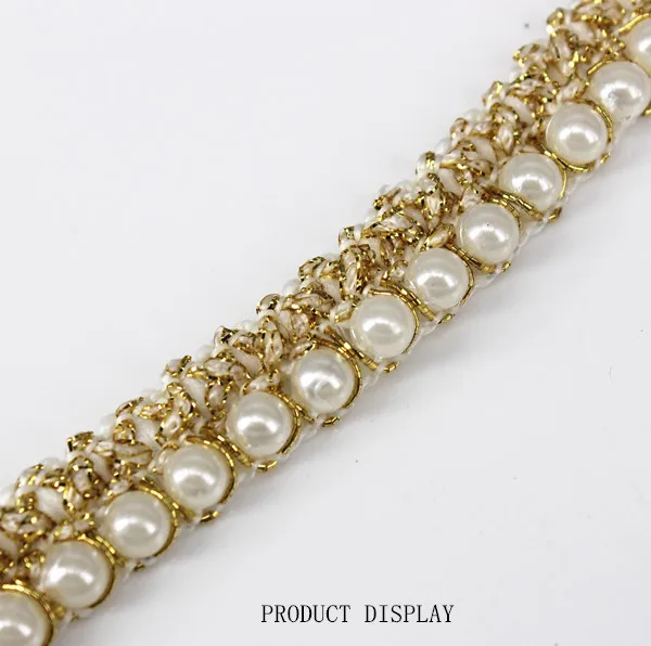 Отделка из белого золота с бусинами и жемчужинами кружевная лента отделка