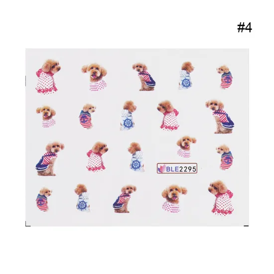 Pattern4 1 лист, животное, милый кот, собака, искусство ногтей, водная наклейка, кролик, маникюр, переводная вода, наклейка, обертывание, украшение для ногтей, аксессуар - Цвет: Pattern4