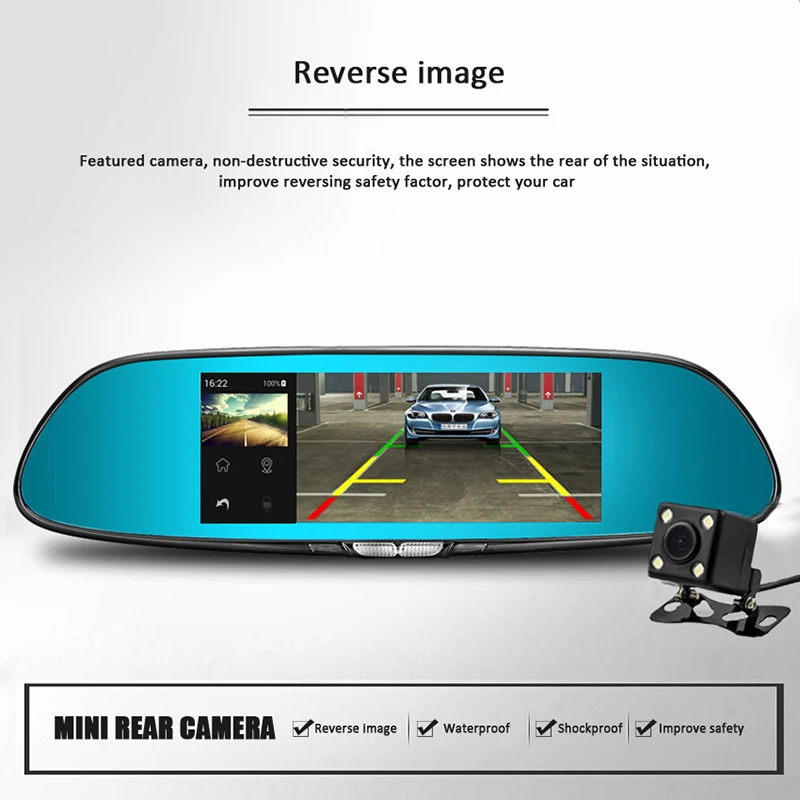 Автомобильный видеорегистратор MaoHooMa Android 3g 7 0 дюйма двойной объектив GPS Full HD 1080P