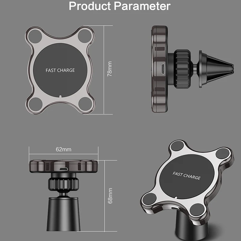 

New Magnetic Wireless Charger Holder 360 Degree Rotation 7.5W Charging for Mobile Phone DOM668