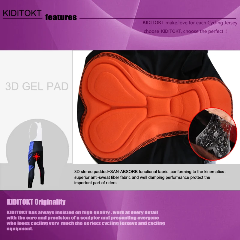 

KIDITOKT 2020 Pro Winter Keep Warm Cycling Bib Pants Thermal Fleece MTB Bike Cycling Trousers With 3D Coolmax Gel Pad For Women
