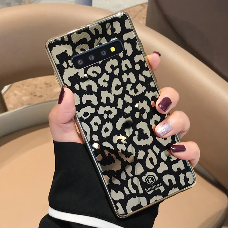 YHBBCASES роскошный золотой Леопардовый стеклянный чехол для телефона samsung Galaxy S10 S9 Plus покрытие мягкая рамка Чехлы для samsung Note 8 9