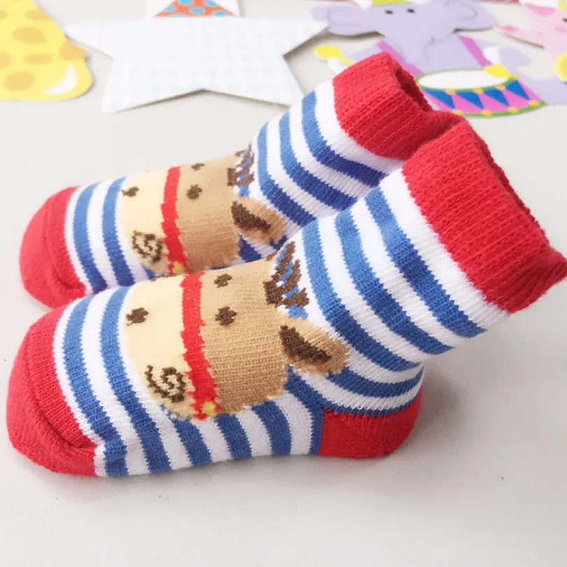 0-12 Month Infant Baby Socks for Girls Newborn Toddler Cute Cartoon Bear Striped Christmas Gift For Boys | Детская одежда и обувь