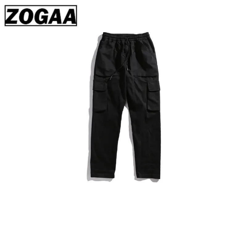 

ZOGGA Spring Solid Casual Male Full Length Cargo Pants High-quality 100%cotton Mid-Waist Men Pants Without Fade/Shrink/Pilling