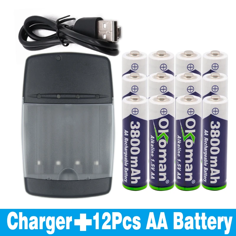 Большой бренд AA 3800 mah 1,5 V Щелочная аккумуляторная батарея для Светодиодный свет аккумулятор для электронной игрушки и слот зарядное устройство для щелочных аккумуляторов - Цвет: Красный