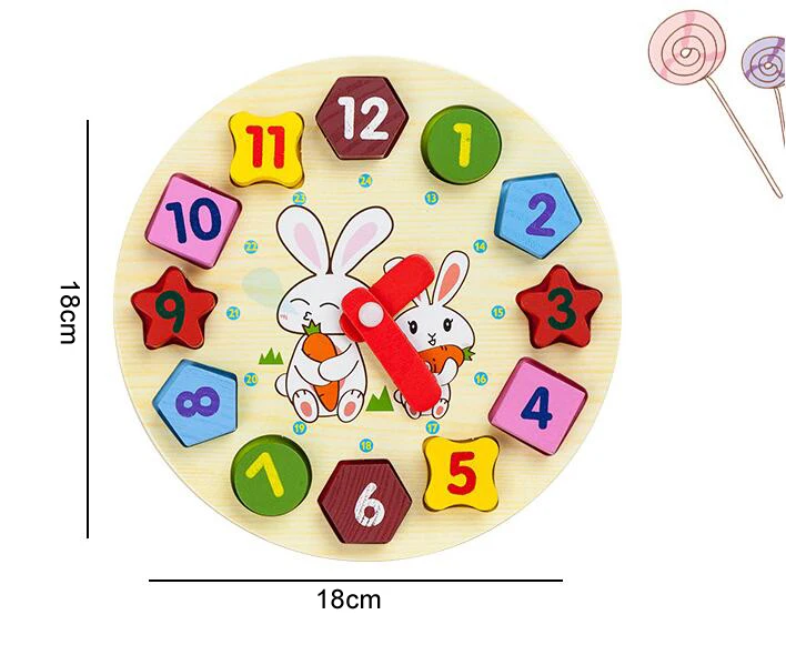 Детский деревянный пазл с 12 цифрами красочные цифровые геометрические часы