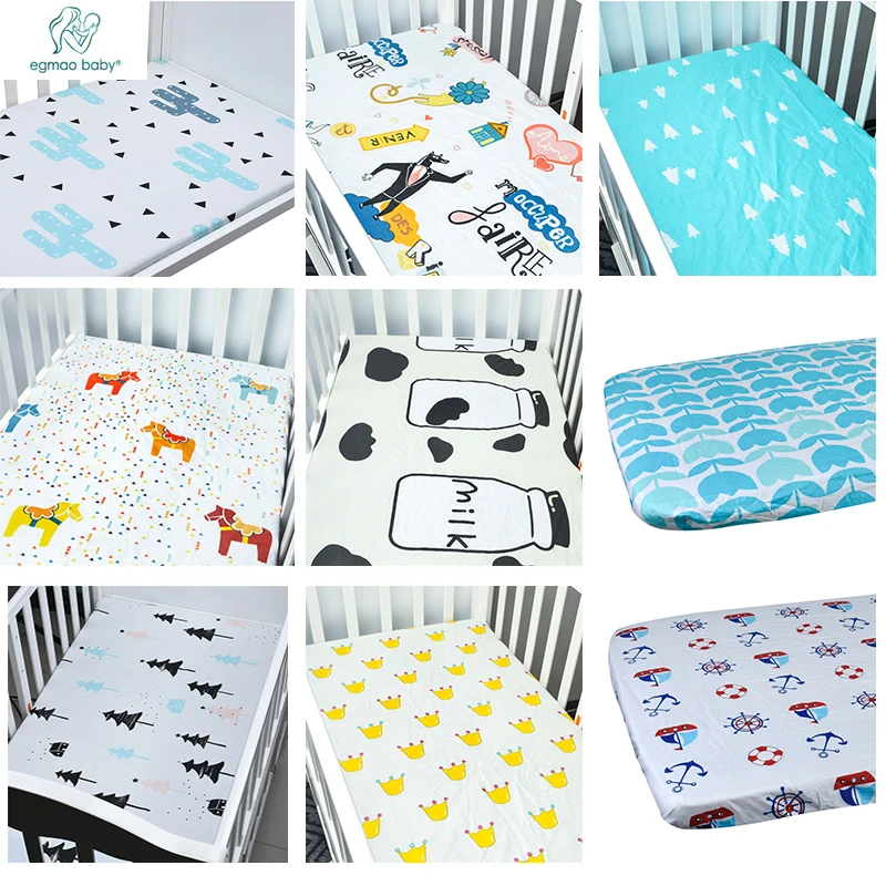 

100% Cotton Baby Crib Sheet Super Soft Crib Fitted Sheets Baby Bed Mattress Covers Infant Changing Pad Newborn Gifts 130*70*22CM