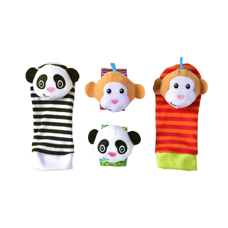 4pcs Limited Unisex New Fashion Cute Baby Socks Animal Cartoon Hand Wrist Bells Christmas Cotton Boy Girl Infant Rattles Sock | Детская