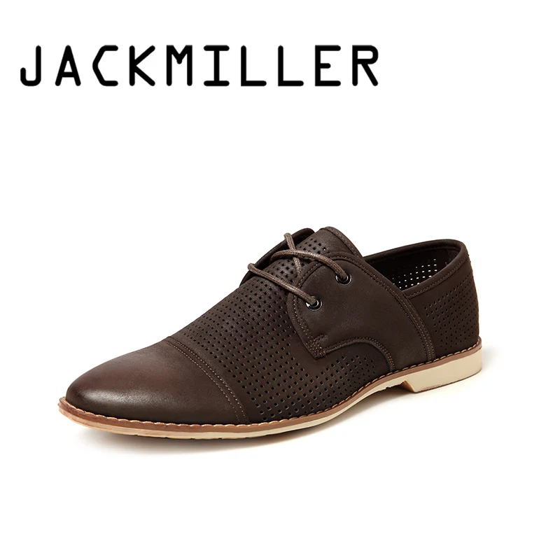 Мужские повседневные туфли Jackmiller коричневые дышащие удобные на шнуровке плоской