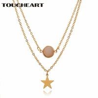 toucheart fashion crystal star layered necklacespendants for women stainless steel necklace statement chain necklaces sne190113