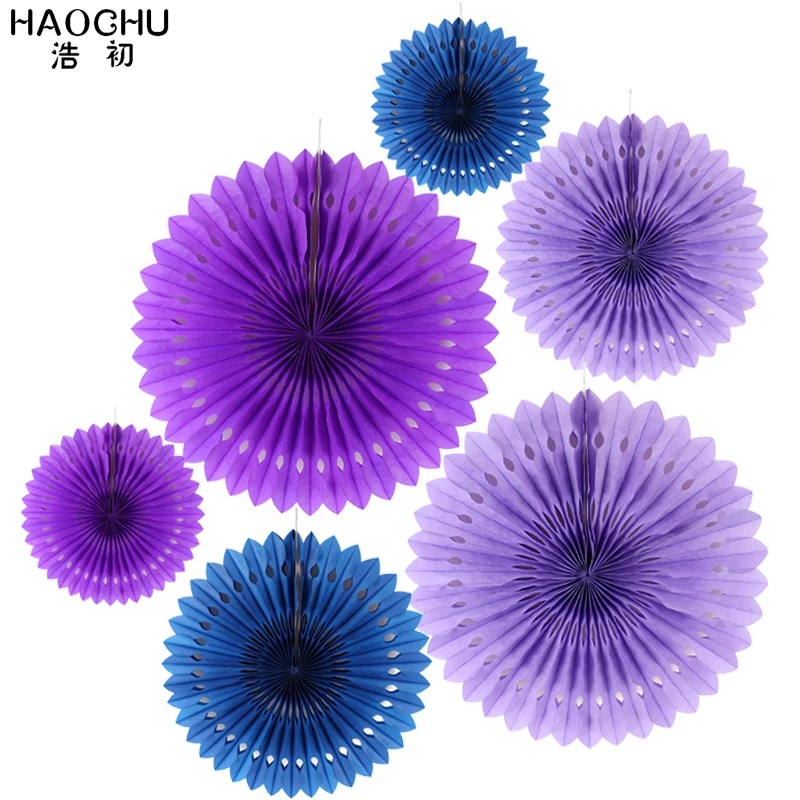 HAOCHU праздничные принадлежности 6 шт./компл. ажурный бумажный веер для детей на