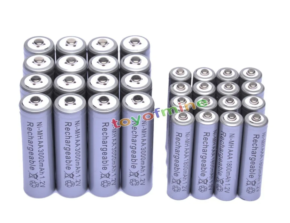 

2/4/8/16/28/36/48pcs AA 3000mAh + AAA 1800mAh 1.2V NiMH Grey Rechargeable Battery Cell