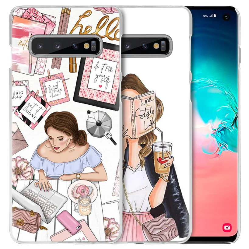 Vogue Девушка поход по магазинам чехол для samsung Galaxy S10 5G S10e S9 S8 M30 M20 M10 J4 J6 плюс J8 Note 8 9 прозрачный жесткий чехол из ПК для телефона