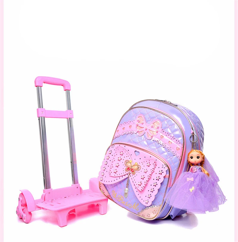 Cartoon PU waterproof Children School Bags Mochilas Kids Backpacks With 2/6 Wheels Trolley Luggage For Girls backpack wholesale Багаж и