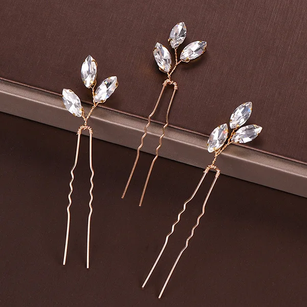 UZ002 Gold Pearl Tiara Hairpin Clip Crystal Rhinestone Hair Jewelry For Women Flower Handmade Headband Wedding Bridal Hair Accessories - Окраска металла: UZ002