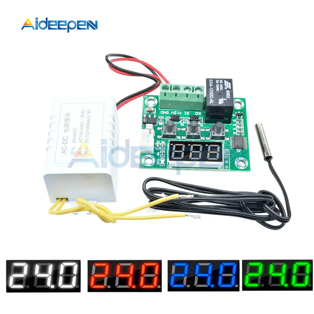 W1209 AC 110V 220V Цифровой термостат Контроль температуры переключатель контроллер