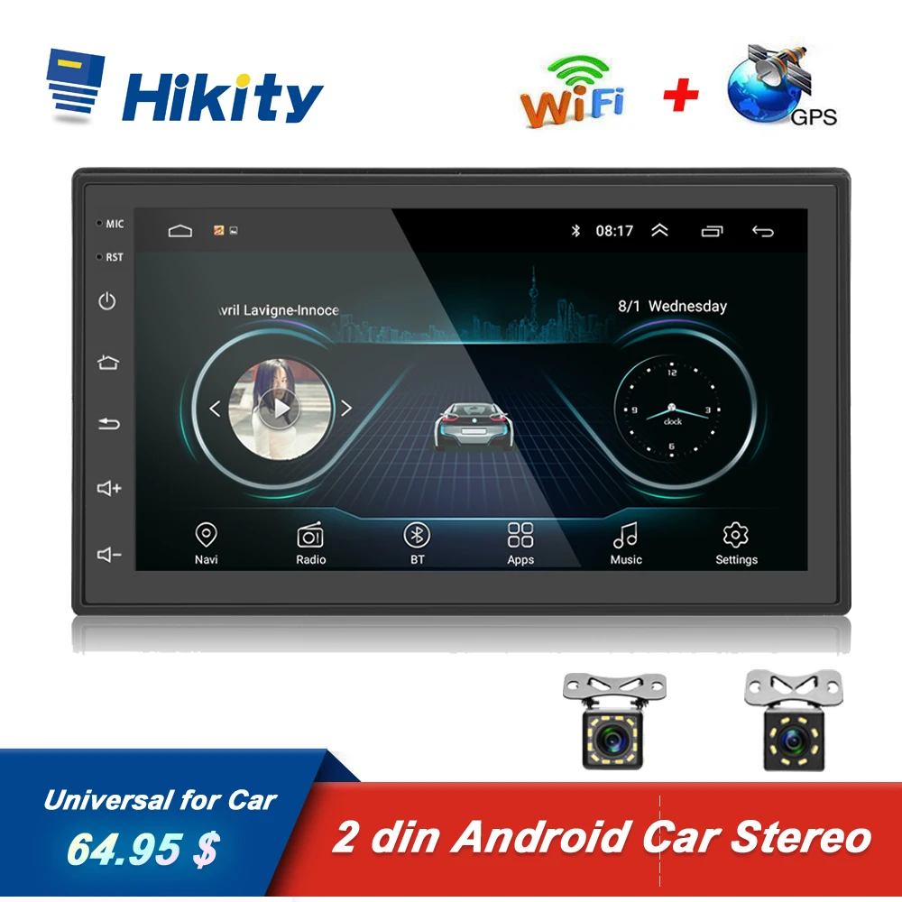 Hikity 2din Автомагнитола Android Мультимедиа Видео плеер авторадио 2 Din 7 ''сенсорный экран gps Bluetooth FM wifi Аудио плеер стерео