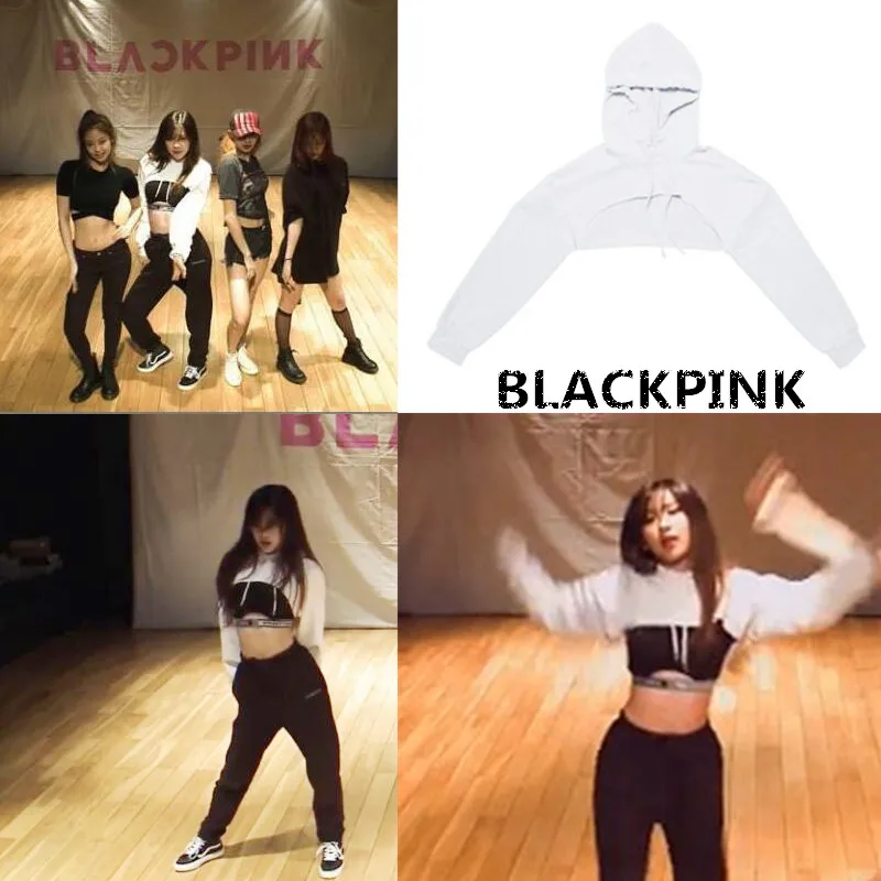 Kpop, черные, розовые, маленькие, сексуальные, для упражнений, для комнаты, ультра короткие толстовки, популярные, с длинным рукавом, толстовки, для женщин, корейский стиль, для фанатов, модная одежда