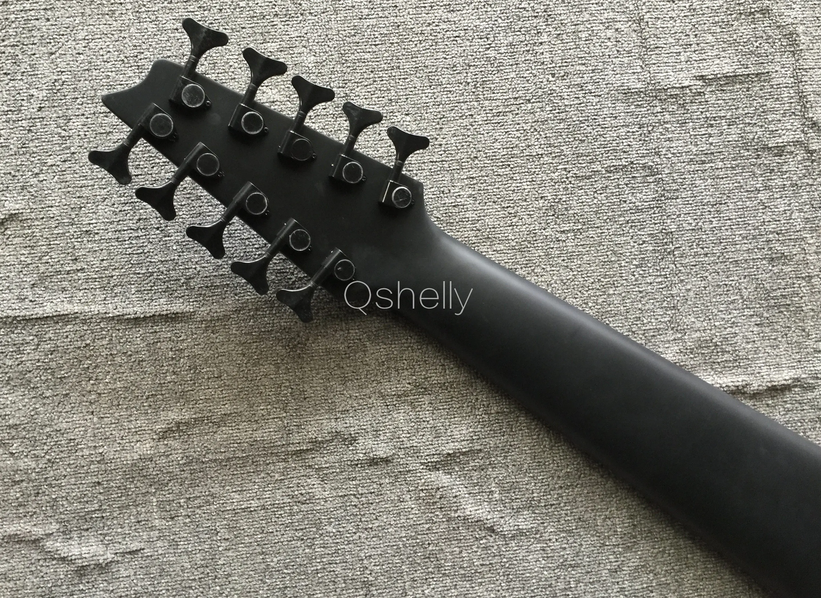 top quality QShelly custom black 12 strings electric bass guitar musical instrument shop